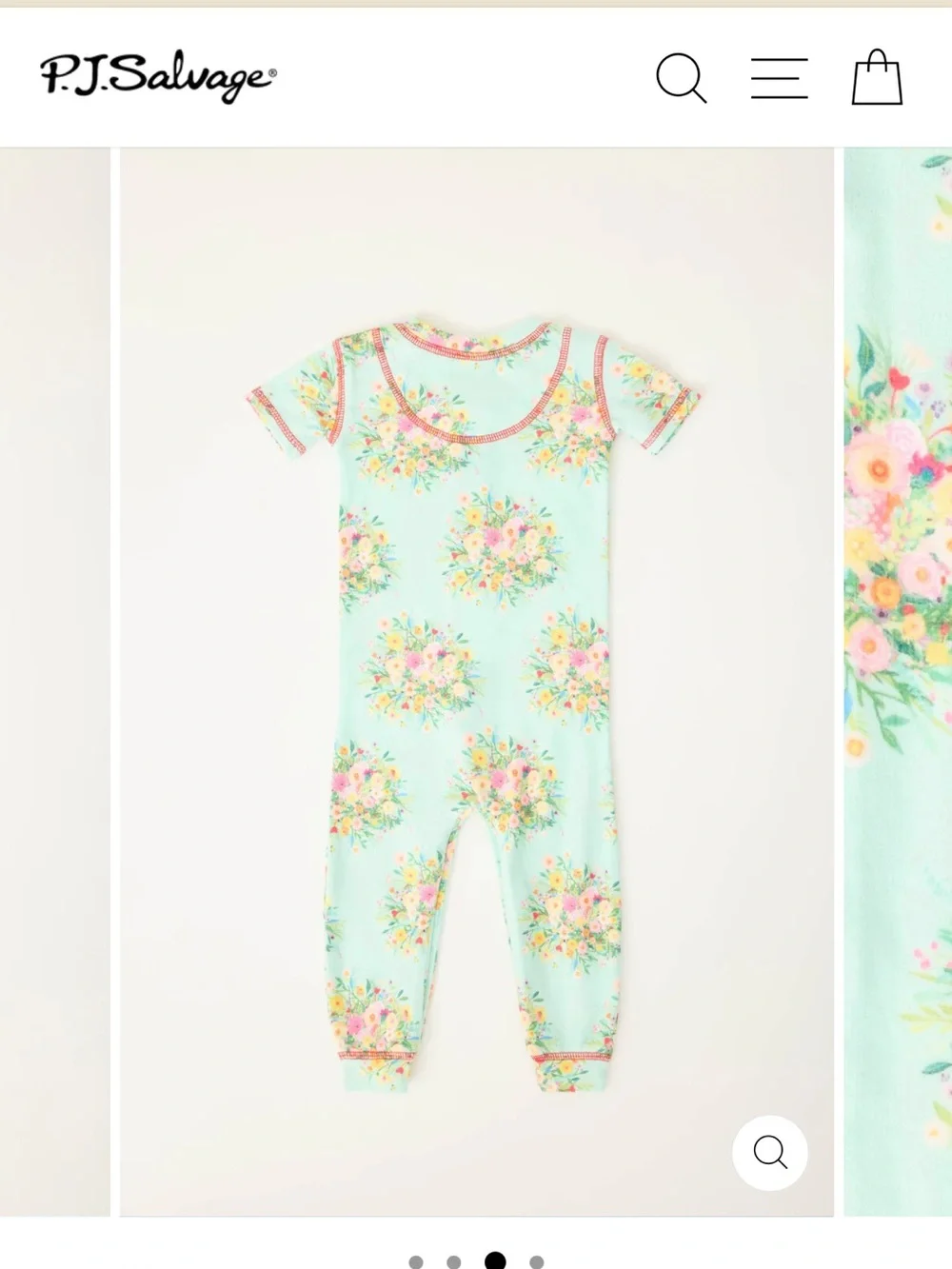 P.J. Salvage Mint Floral One-Piece with Pink Trim